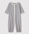 Gestreifter Baby-Kombi-Overall aus Bio-Baumwolle weiss MARSHMALLOW/blau SMOKING