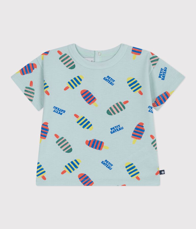 Kurz&auml;rmeliges Baby-T-Shirt aus Baumwolle mit M&ouml;wenmotiv blau/vielfarbig