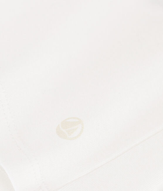 Langärmeliges Damen-T-Shirt L'Iconique aus einfarbigem Rippstrick weiss ECUME