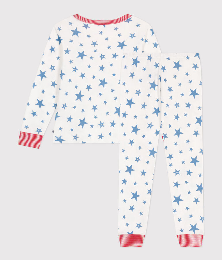 Kinder-Pyjama aus Baumwolle mit Sternen-Motiv weiss/blau