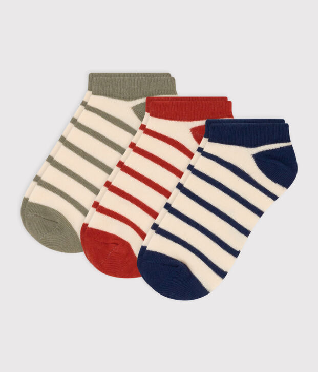 3er-Set gestreifte Kindersocken aus Baumwolljersey vielfarbig
