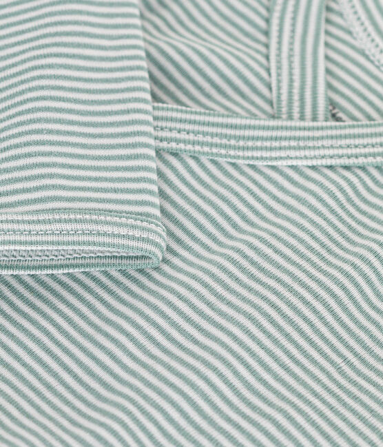 Langärmeliger Baby-Wickelbody aus Baumwolle blau PAUL/weiss MARSHMALLOW