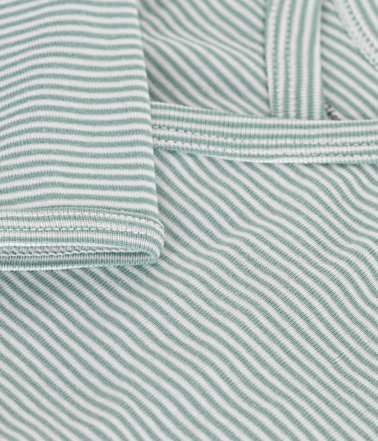 Lang&auml;rmeliger Baby-Wickelbody aus Baumwolle gr&uuml;n/weiss