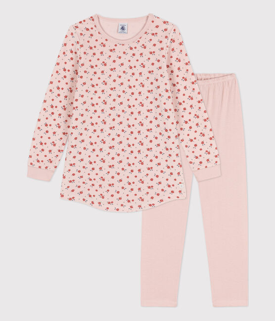 Kinder-Nachthemd und -Leggings aus Nicki und Baumwolle mit Blumenmotiv für Mädchen rosa SALINE/weiss MULTICO