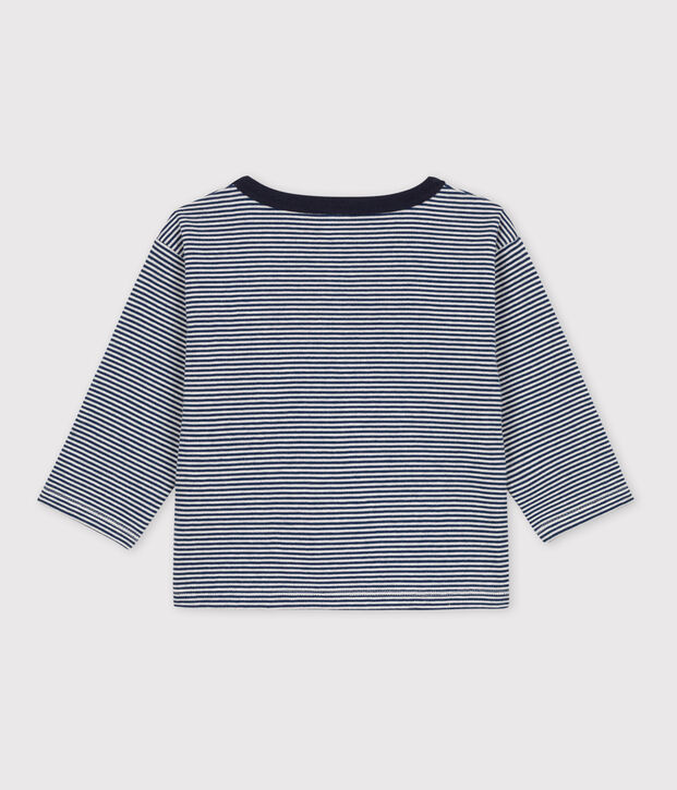 Lang&auml;rmeliges Baby-T-Shirt aus Doppeljersey mit Ringelstreifen blau/beige