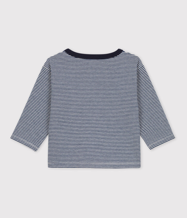 Lang&auml;rmeliges Baby-T-Shirt aus Doppeljersey mit Ringelstreifen blau/beige