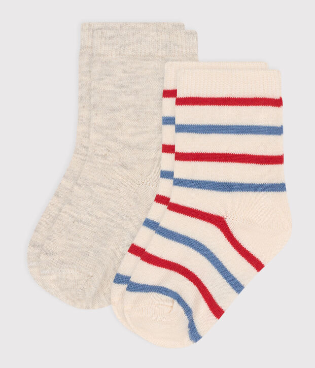2er-Set Baby-Socken aus Baumwolle mit Streifen vielfarbig