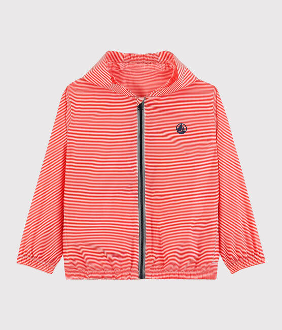 Kinder-Windjacke aus recyceltem Polyester Mädchen - Jungen rosa GROSEILLER/weiss MARSHMALLOW