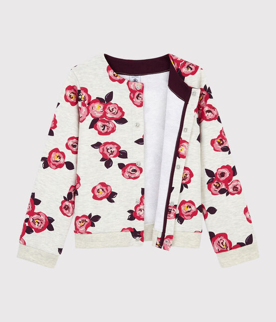Kinder-Cardigan aus Molton für Mädchen beige MONTELIMAR/weiss MULTICO
