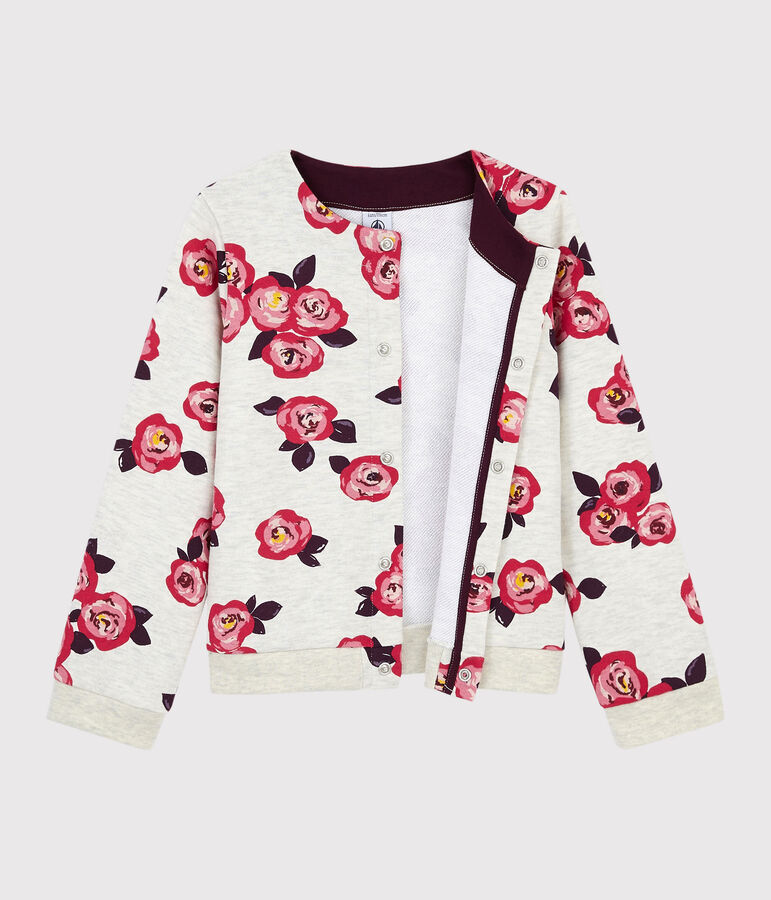 Kinder-Cardigan aus Molton f&uuml;r M&auml;dchen beige/vielfarbig