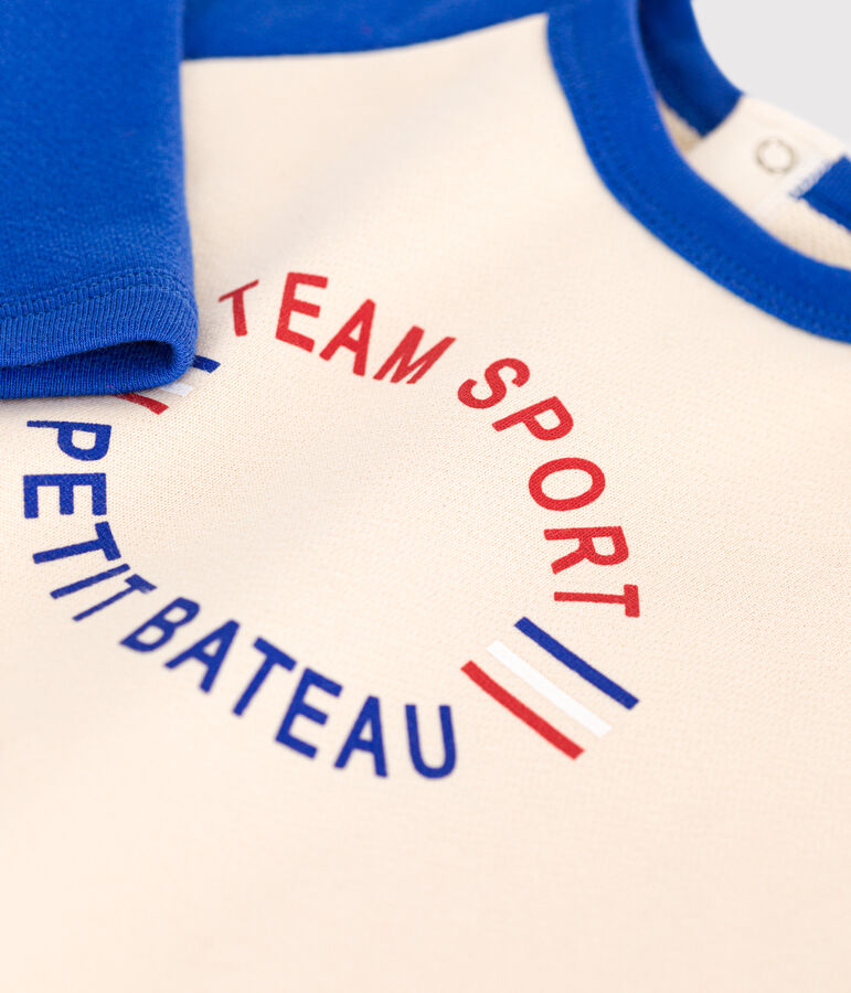 Baby-Sweatshirt aus Molton naturfarben/blau