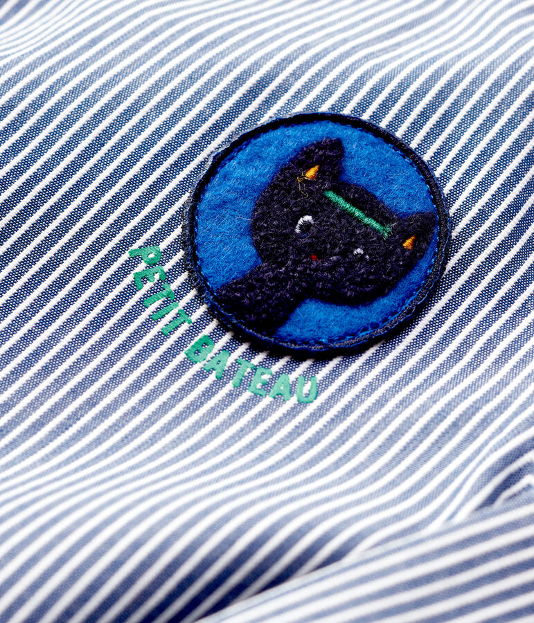 Baby-Kleid aus Leinen blau/weiss