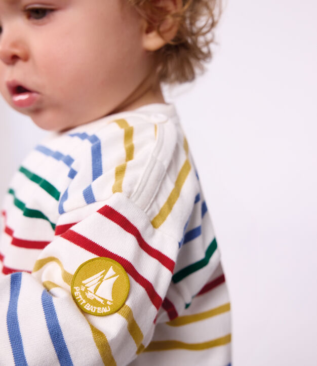 Baby-Streifenshirt Marini&egrave;re aus Baumwolle weiss/vielfarbig