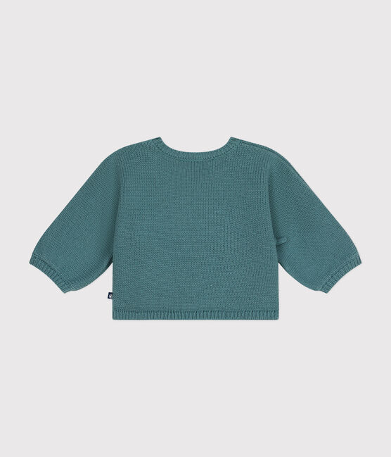 Baby-Cardigan aus Wolle und Baumwolle grün PAUL