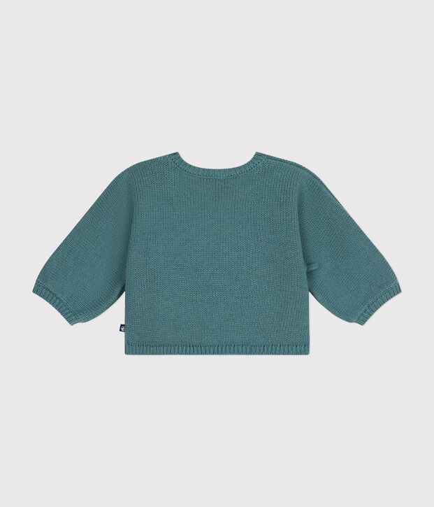 Baby-Cardigan aus Wolle und Baumwolle gr&uuml;n