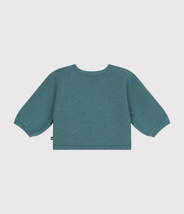 Baby-Cardigan aus Wolle und Baumwolle gr&uuml;n PAUL