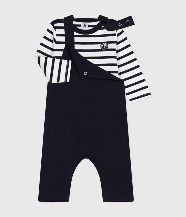 Baby-Latzhose und Streifenshirt aus dichtem Jersey vielfarbig