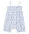 Kurzer Baby-Mädchen-Einteiler mit Print weiss ECUME/blau BLEU/ MULTICO
