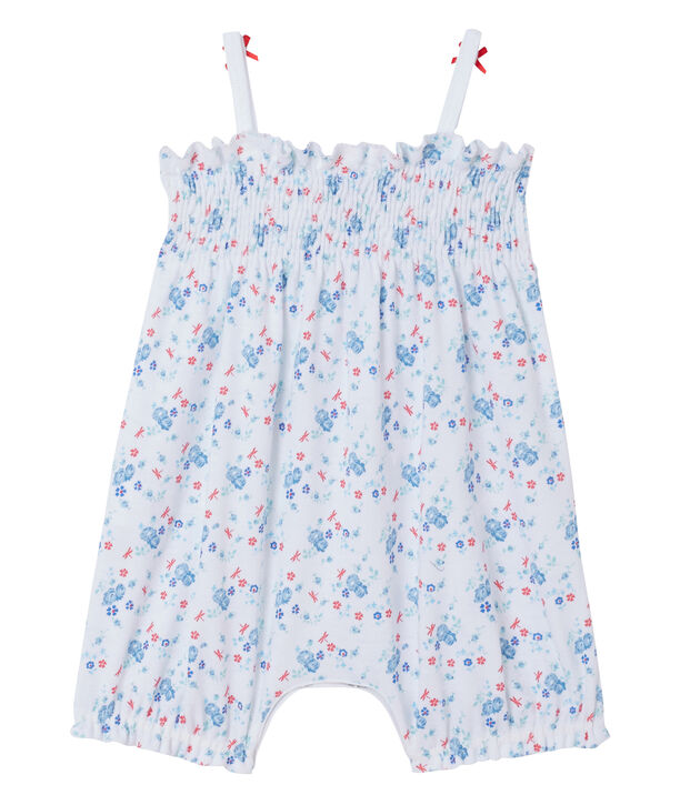 Kurzer Baby-M&auml;dchen-Einteiler mit Print weiss/blau/vielfarbig