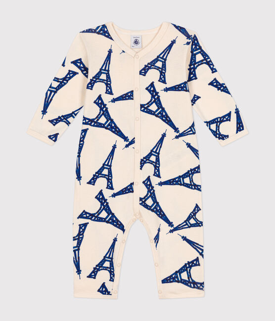 Strampler aus Baumwolle mit Paris-Print weiss AVALANCHE/ MULTICO