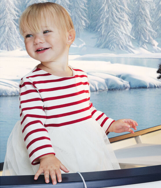 Langärmliges Kleid aus zwei Stoffen rot MILK/ AMARANTE