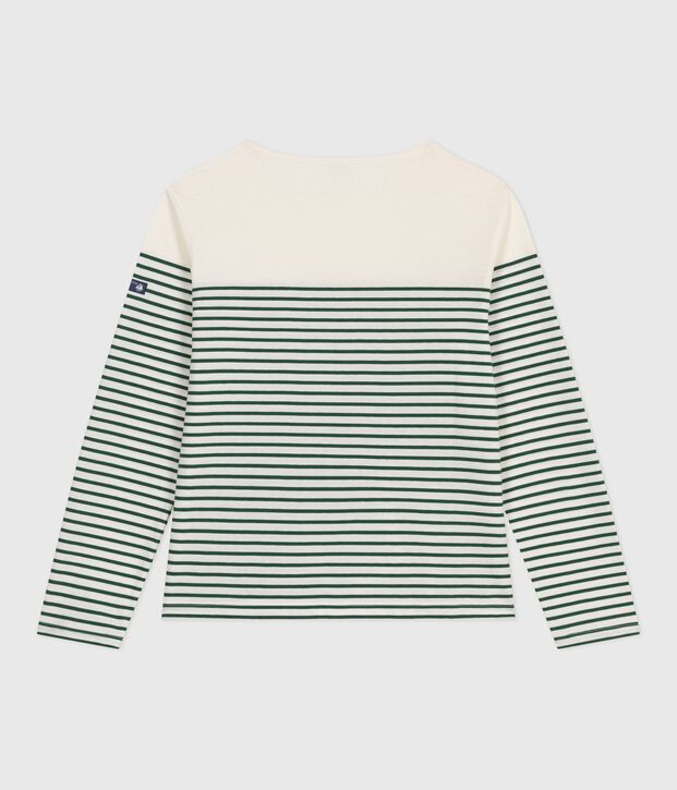 Damen T-Shirt Marini&egrave;re mit Streifen aus Baumwolle gr&uuml;n/gr&uuml;n