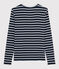 Damen-T-Shirt mit V-Ausschnitt blau SMOKING/weiss MARSHMALLOW
