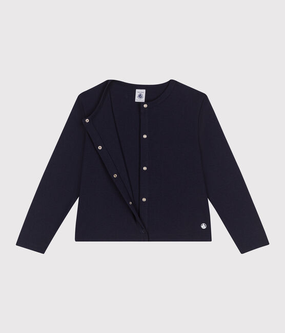 Kinder-Cardigan aus einfarbiger Baumwolle blau SMOKING