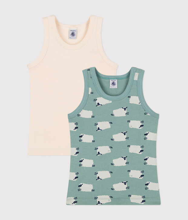 2er-Set Kinder-Unterhemden aus Baumwolle mit Schafmotiv vielfarbig