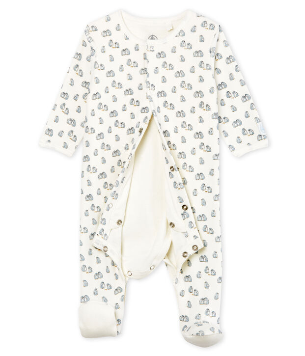 Baby-Bodyjama aus Nicki f&uuml;r Jungen weiss/vielfarbig