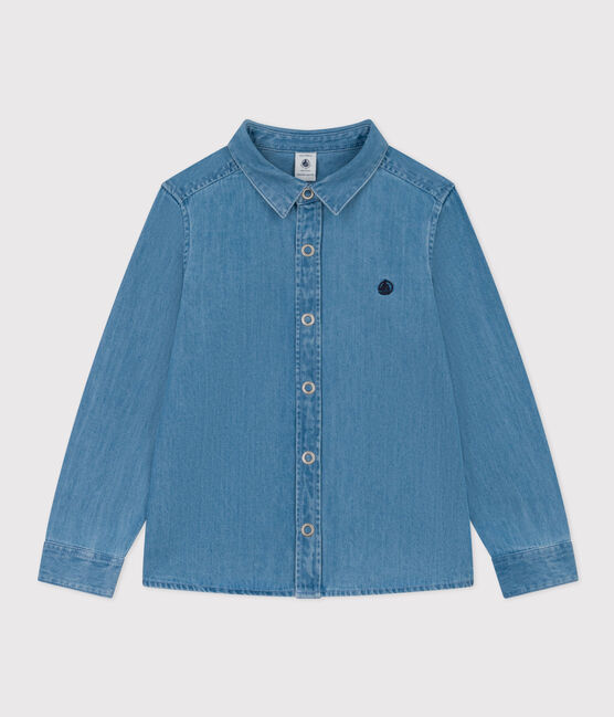 Kinderhemd aus leichtem Denim für Jungen blau DENIM CLAIR
