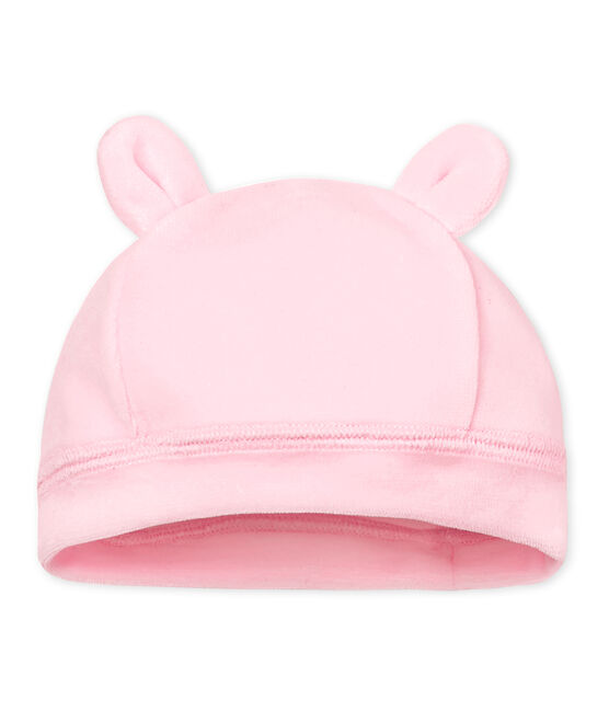 Baby-mütze für neugeborene unisex aus samt rosa VIENNE