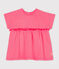 Kurzärmelige einfarbige Baby-Bluse für Mädchen rosa CUPCAKE