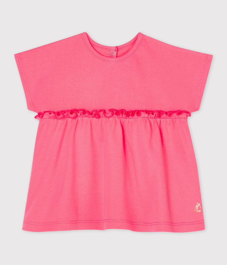 Kurz&auml;rmelige einfarbige Baby-Bluse f&uuml;r M&auml;dchen rosa