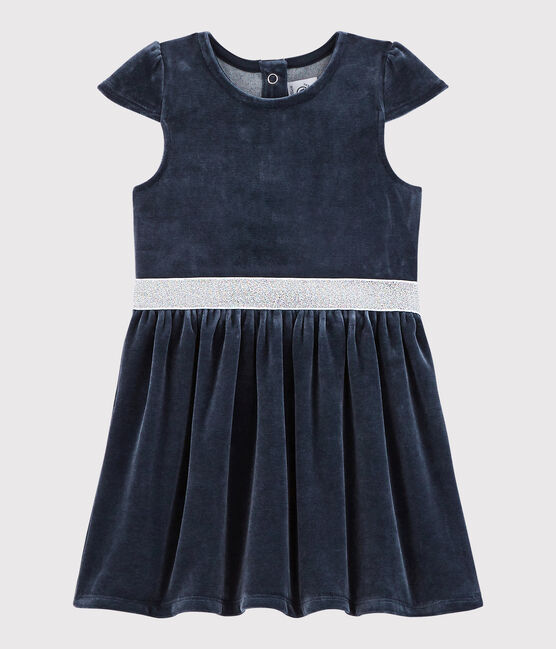 Kurzärmeliges Kinderkleid für Mädchen blau SMOKING