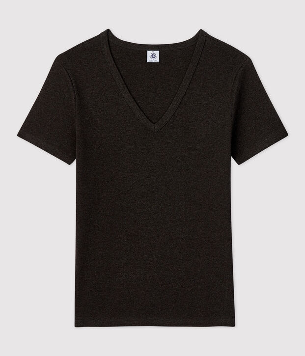 T-Shirt L&rsquo;ICONIQUE mit V-Ausschnitt aus Bio-Baumwolle f&uuml;r Damen grau