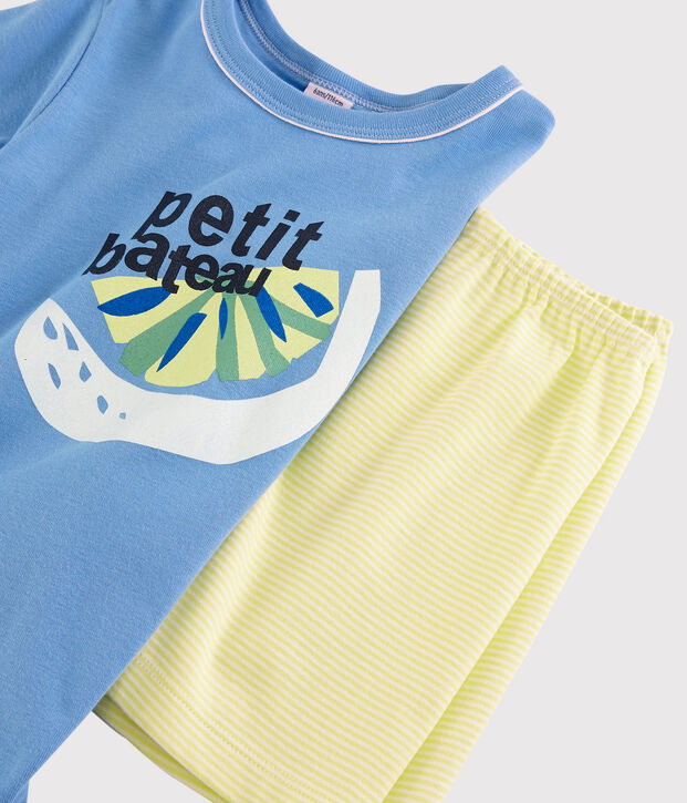 Kinder-Kurzpyjama aus Baumwolle mit Zitronenmotiv f&uuml;r Jungen blau/vielfarbig