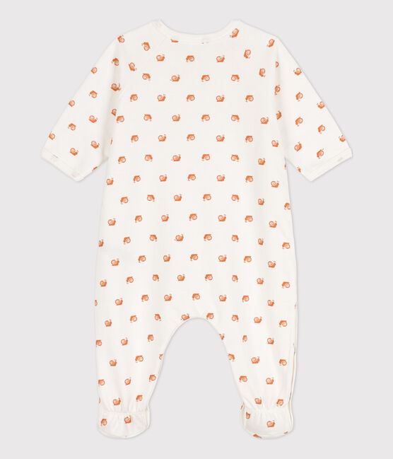 Bedruckter Baby-Strampler aus Molton weiss MARSHMALLOW/ ECUREUIL