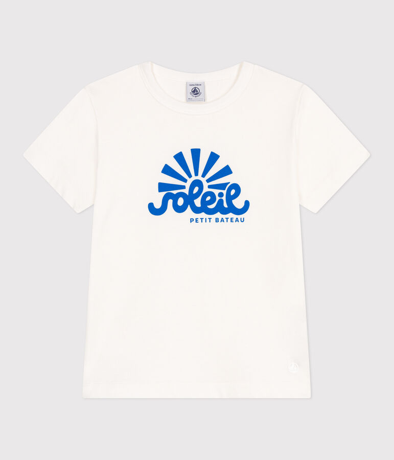 Kurz&auml;rmeliges Kinder-T-Shirt aus bedruckter Baumwolle weiss