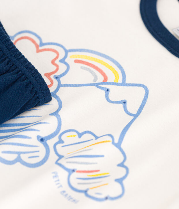 Kurzer, unifarbener Kinderpyjama aus Baumwolle blau/vielfarbig