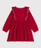 Langärmeliges Kinder-Kleid aus einfarbigem Fein-Cord. rot TERKUIT