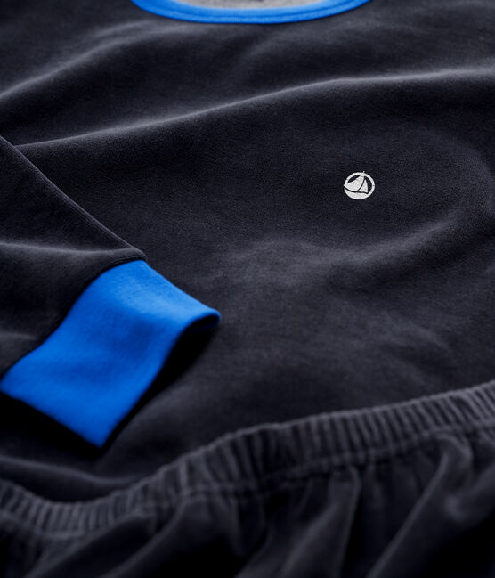 Kinderpyjama aus Nicki für Jungen blau SMOKING