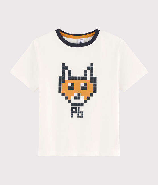 Kinder-T-Shirt mit Siebdruck für Jungen weiss MARSHMALLOW