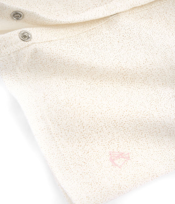 Kinder-Cardigan Mädchen weiss MARSHMALLOW/rosa COPPER