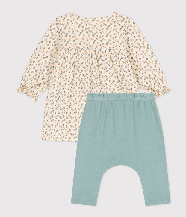 Baby-Kleid und Leggings aus Doppeljersey naturfarben/vielfarbig