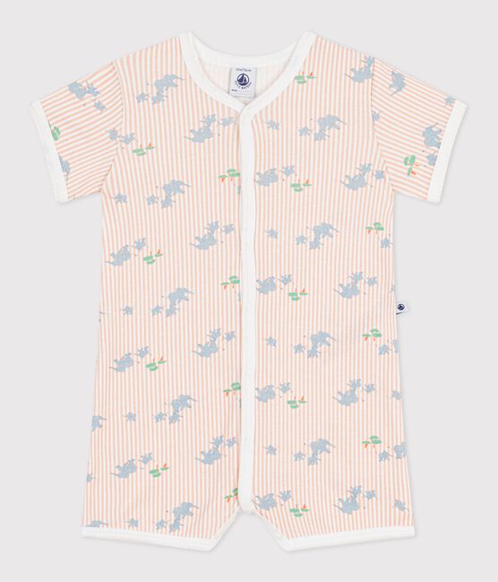 Baby-Kurzoverall aus Baumwolle mit Tiermotiven weiss MARSHMALLOW/weiss MULTICO