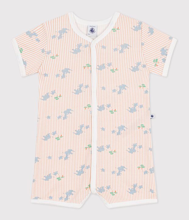 Baby-Kurzoverall aus Baumwolle mit Tiermotiven weiss/vielfarbig