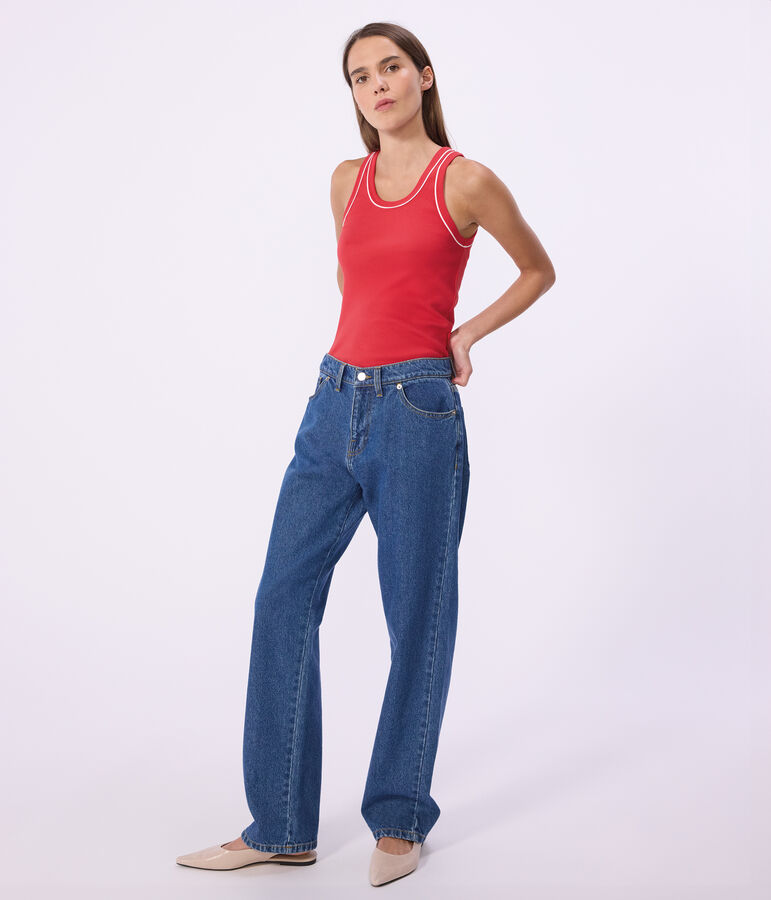 Damen-Tanktop aus einfarbiger Baumwolle rot