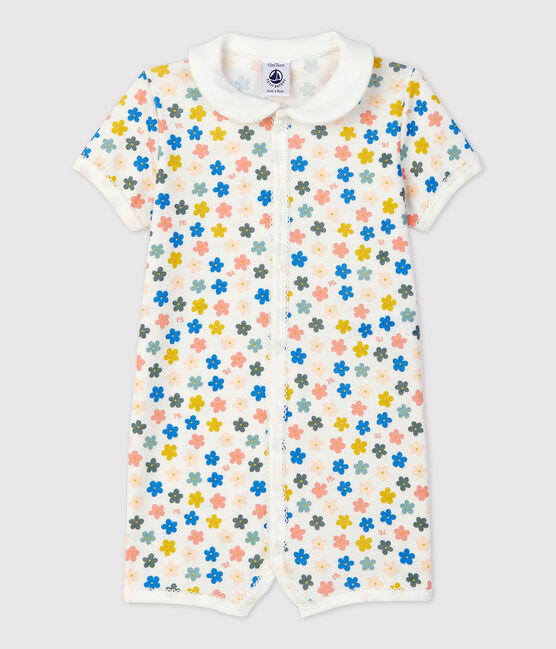 Phosphoreszierender kurzer Baby-Einteiler aus Baumwolle weiss MARSHMALLOW/weiss MULTICO