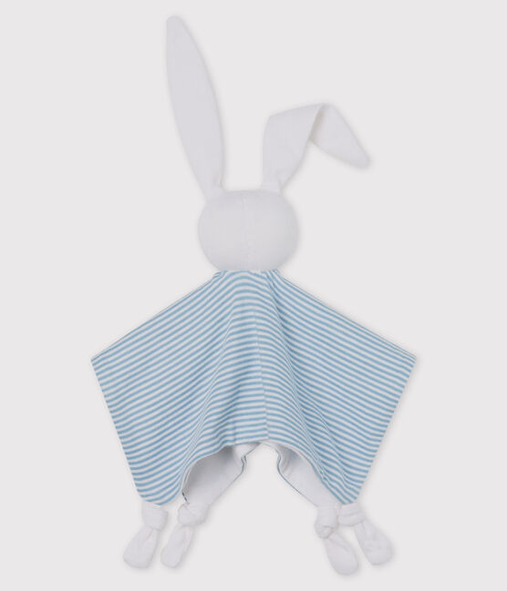 Baby-Kuschelhäschen aus Baumwolle blau ACIER/weiss MARSHMALLOW